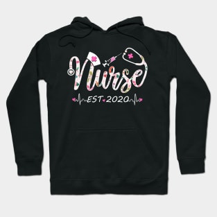 Woman Flower Nurse Est 2020 Nursing School Graduation Gift Hoodie